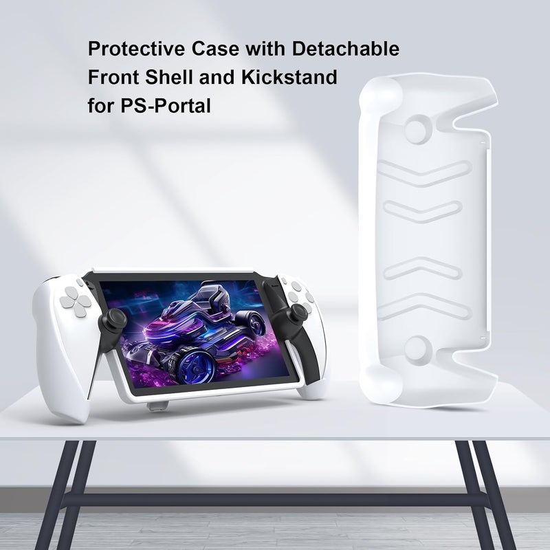 JOYTORN Full Protective Case Cover Compatible with PlayStation Portal Remote Player,PS5 Portal Case with Detachable Front Shell,Frosted Anti-Slip Handheld Design(White) - Image 5